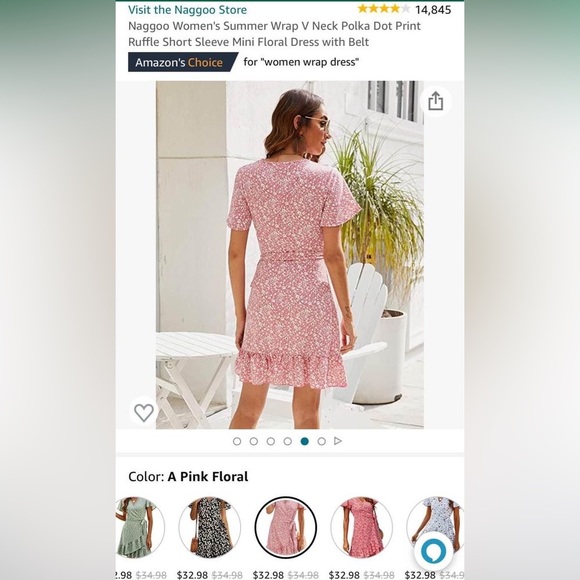 Pink Floral Wrap Dress, Small, NWT - Picture 2 of 4